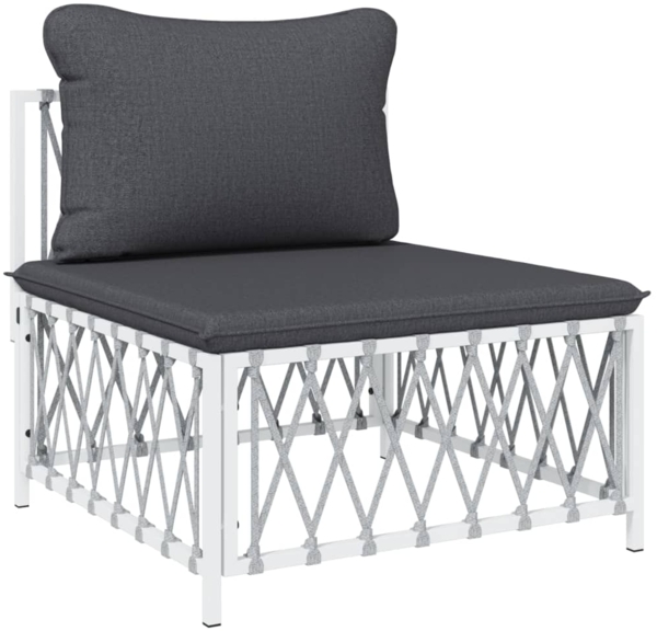vidaXL Garten-Mittelsofa mit Kissen Weiß Gewebe 364139