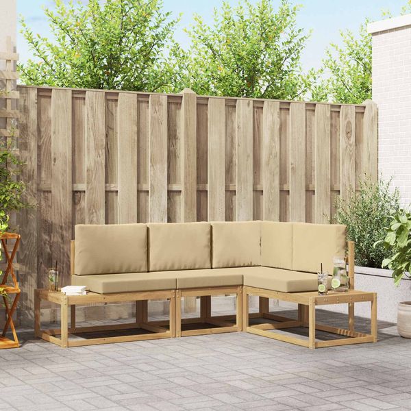 vidaXL Outdoor-Sofagarnitur 3 Stück Weiß und Beige Polyester 3388187