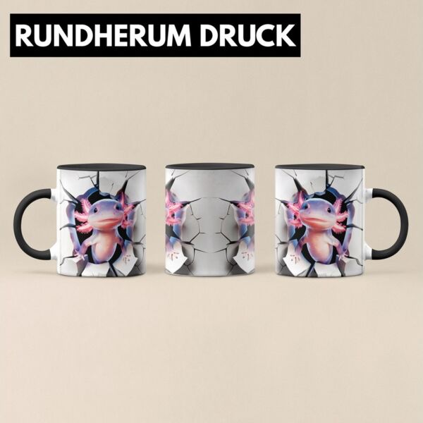 Trendation Tasse 3D Axolotl Tasse Geschenk Axolotl Durchbruch Wand Spruch Geschenkide