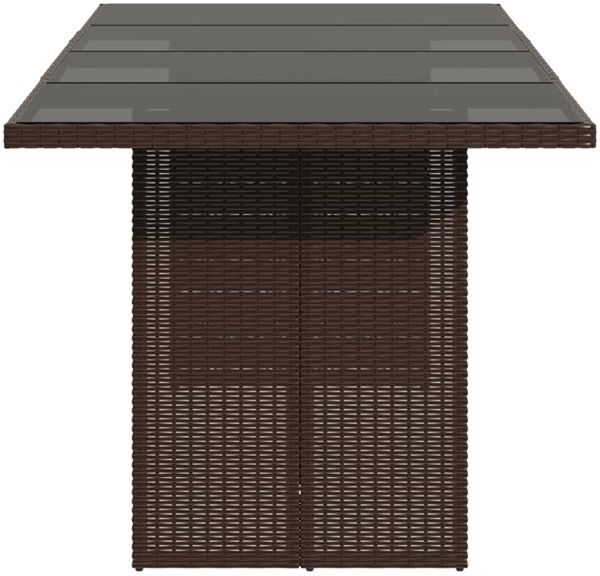 Gartentisch, Balkontisch mit Glasplatte Braun 190 x 80 x 75 cm Poly Rattan Bild 5