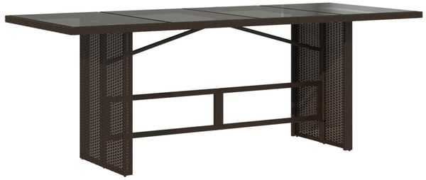 Gartentisch, Balkontisch mit Glasplatte Braun 190 x 80 x 75 cm Poly Rattan Bild 2