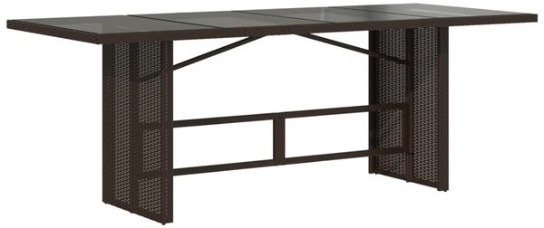 Gartentisch, Balkontisch mit Glasplatte Braun 190 x 80 x 75 cm Poly Rattan Bild 6