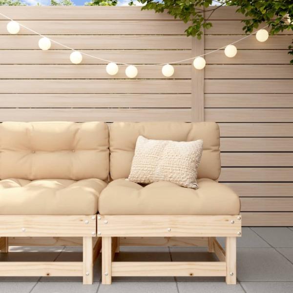vidaXL Mittelsofa mit Kissen Massivholz Kiefer 825429