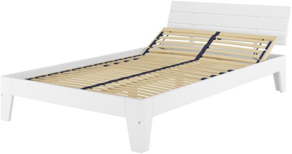 Weißes Doppelbett in Überlänge 160x220 Bettgestell Holzbett Massivholz Kiefer Weiß V-60.54-16-220WFederholzrahmen inkl.