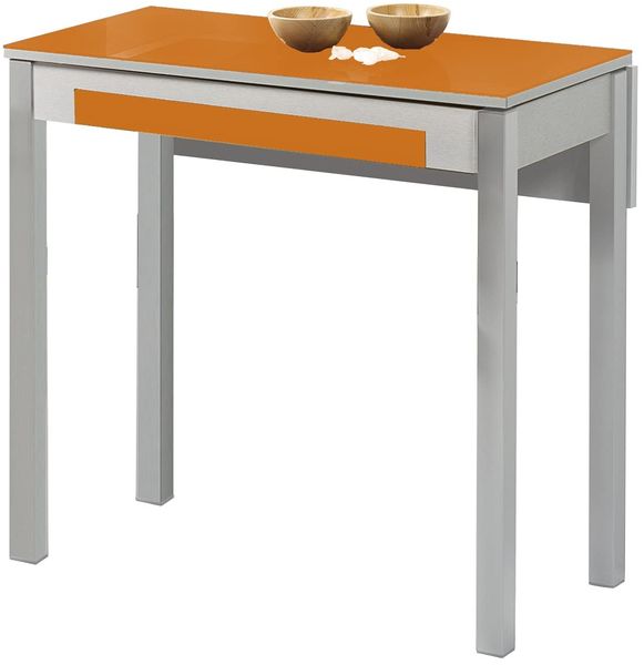 ASTIMESA Küchentisch, Metall, Orange, 80x40 cm, erweitert 80x60 cm