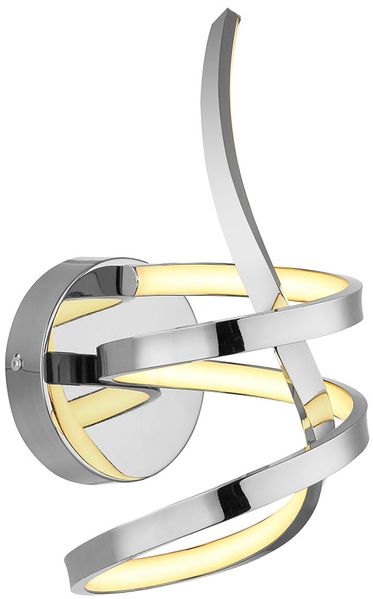 LED Wandleuchte, Alu chrom, opal, geschwungen, H 35 cm