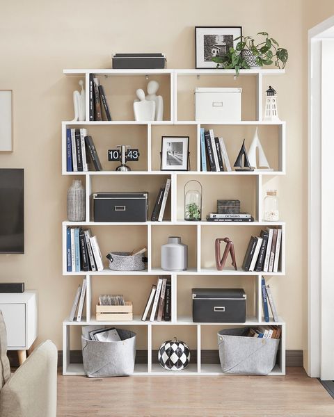 Vasagle 2-tlg, Bücherregal, Regal mit 6 Ebenen, Standregal, Büroregal, freistehend, Dekoregal, zur Präsentation, modern, für Wohnzimmer, Schlafzimmer, Büro, weiß LBC61WT von Songmics