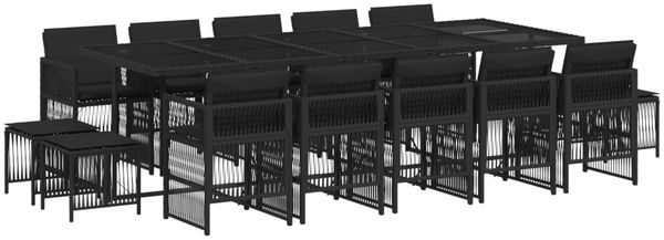 vidaXL 15-tlg. Garten-Essgruppe mit Kissen Schwarz Poly Rattan 3210991 Bild 2