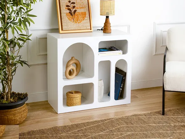 Vente-unique - LUELA Konsole Holz, Platte Weiß - B 37 cm x H 74 cm x L 80 cm
