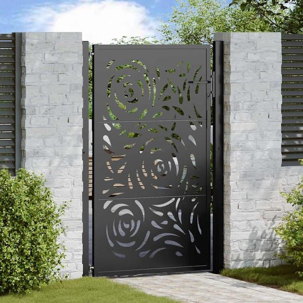 vidaXL Gartentor Schwarz 100x150 cm Stahl Flammendesign 4100991