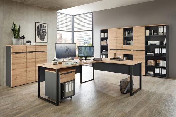 Komplettbüro MEMPHIS XI 9-teilig Front Artisan Eiche Korpus Graphit