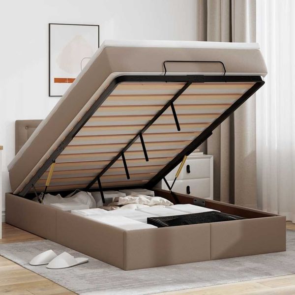 vidaXL Ottoman-Bett mit Matratzen & LEDs Cappuccino-Braun 120x190cm 3312146