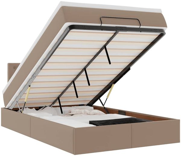vidaXL Ottoman-Bett mit Matratzen & LEDs Cappuccino-Braun 120x190cm 3312146
