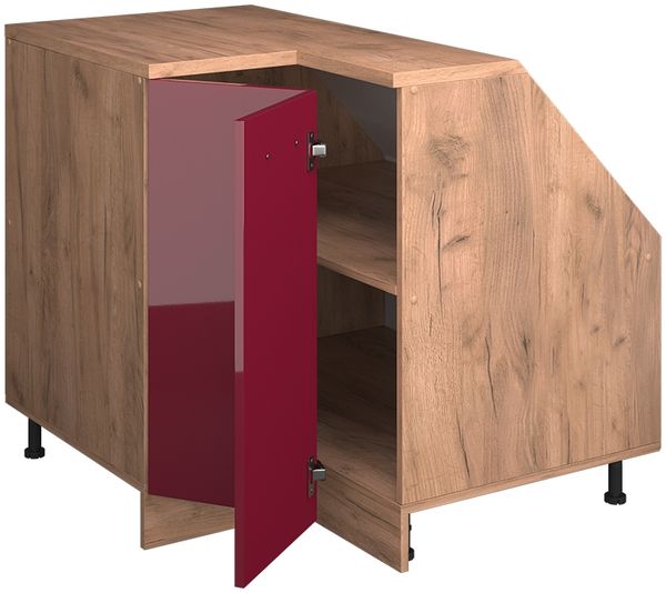 Eck-Küchenschrank für Dachschrägen R-Line Rot Hochglanz 75.6 cm mit 1 Tür, Schrankkorpus 60 cm Tiefe Vicco Bild 3