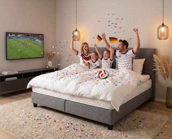good morning Kinderbettwäsche Maurits, Renforcé, 2 teilig, Baumwolle, Renforcé, Wendeoptik, Kind, Junge, Fußball, blau