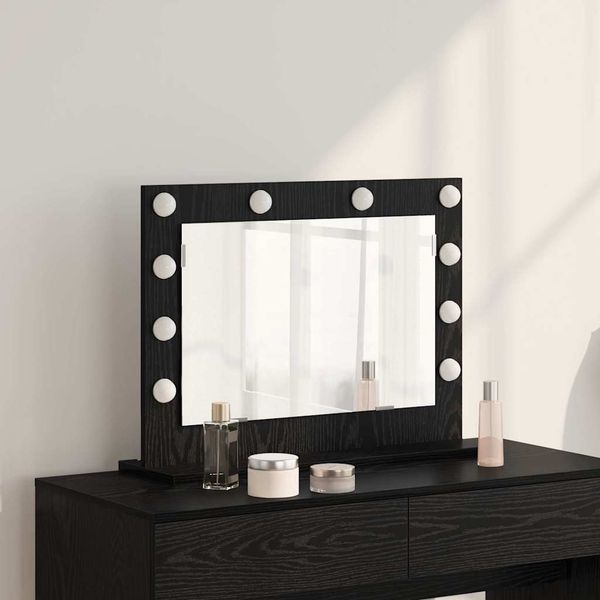 vidaXL Waschtischspiegel Schwarz Eichen-Optik 60 x 45 x 18 cm 868310