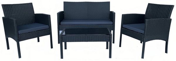 HTI-Living Gartenlounge-Set 4-teiliges Polyrattan Lounge-Set mit Tisch, (Set, 4-tlg, 1x Zweisitzer, 2x Stuhl, 1x Tisch), Terrassenmöbel Loungemöbel Outdoor Möbel