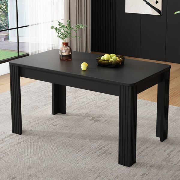 Esstisch in Schwarz, modernes Design aus Spanplatte, pflegeleichte Tischplatte, einfache Montage,75*116*65 cm