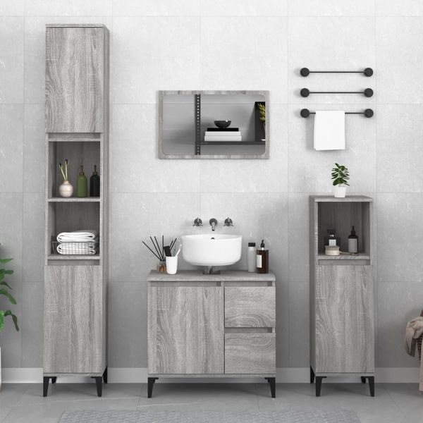 vidaXL Badschrank Grau Sonoma 65x33x60 cm Holzwerkstoff 819834