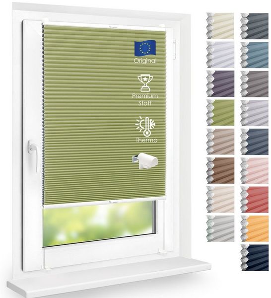 DomDeco Wabenplissee Thermo Plissee ohne Bohren - Hitzeschutz, Verdunkelung, verspannt, abdunkelnd, Klemmfix, stufenlos, kälteschutz, modernes Fensterplissee