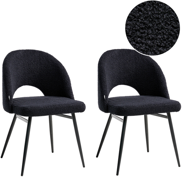 Esszimmerstuhl 2er Set ONAGA Bouclé Schwarz