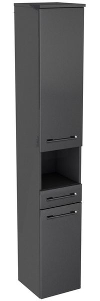 LANZET Hochschrank 30 cm breit, Anthrazit, Türanschlag links + Schublade + Nische