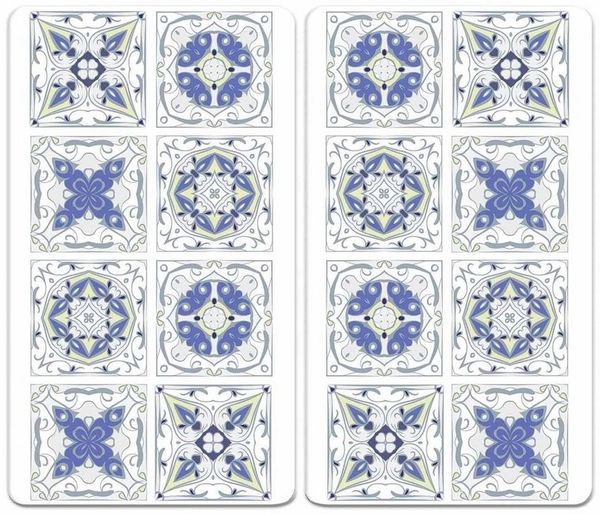 Maximex Herd-Abdeckplatte 2er Set Glasabdeckplatten Kochplattenabdeckung Herdabdeckplatten, Glas, 30x52 cm Fliesen Motiv für Glaskeramik-Kochfelder