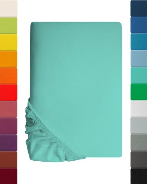 Kinder Jersey Spannbettlaken, Spannbetttuch, Lavea Serie Maya, 60x130 cm | 70x140 cm, Türkis, 100% Baumwolle, hochwertige Verarbeitung, mit Gummizug