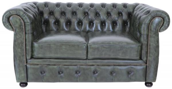 Zweisitzer-Sofa Chesterfield Liverpool aus echtem Rindsleder Green