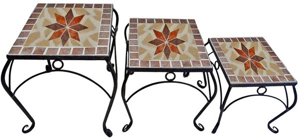 Mosaik Blumenhocker, quadratisch, schwarz, 3er Set