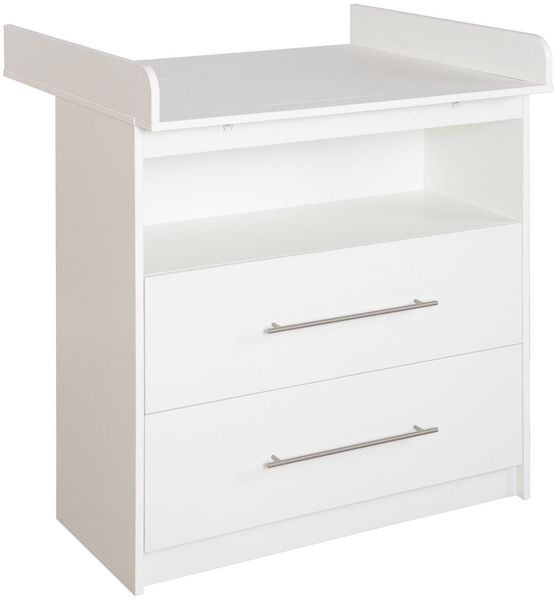 roba® Wickelkommode Maren - praktische schmale Wickelkommode aus Holz - Metallgriffe, abnehmbarer Wickelansatz - Kommode - Wickeltisch - Made in Europe