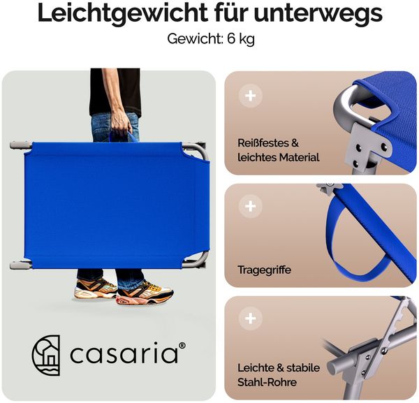 CASARIA® 2er Set Sonnenliege mit Dach Klappbar Gartenliege Wetterfest Liege Blau Bild 6