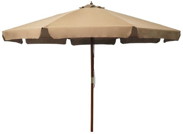 vidaXL Sonnenschirm mit Holzmast 330 cm Taupe 47215