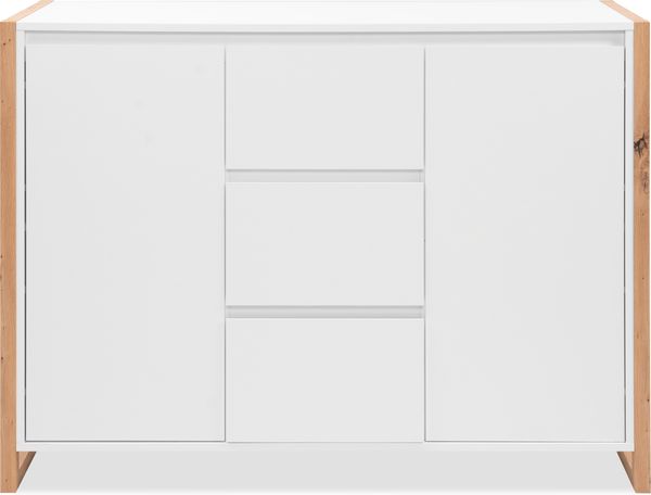 Sideboard >Denver< in weiß / Dekor Artisan Oak - 120x88x40cm (BxHxT)