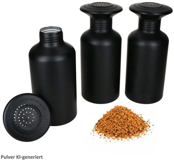 MamboCat Salz- / Pfefferstreuer MamboCat 3er Set Pommes-Salzstreuer Aluminium schwarz H19,5cm Kräuter