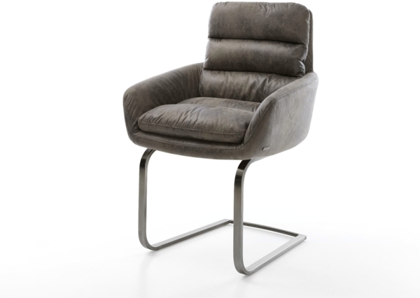 Freischwinger Abelia-Flex mit Armlehnen Mikrofaser Grau Antik Freischwinger flach Graphit