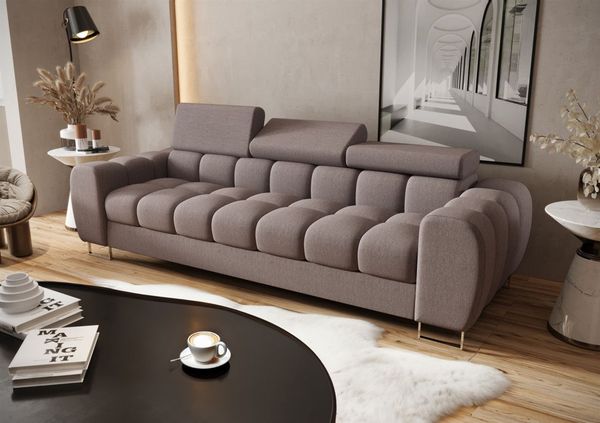 Sofa Designersofa BASTIEN 3-Sitzer in Stoff Gemma Aschgrau