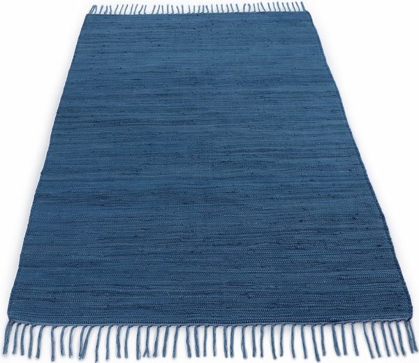 carpetfine Teppich Kelim Chindi uni, auch als Läufer, rechteckig, Höhe: 5 mm, Wendeteppich, reine Baumwolle, handgewebt, Uni-Farben, mit Fransen