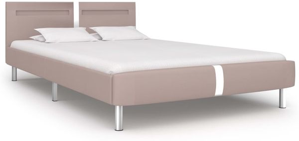 Einzelbettgestell Design für Erwachsene mit LED Cappuccino-Braun Kunstleder 120x200 cm d3462e