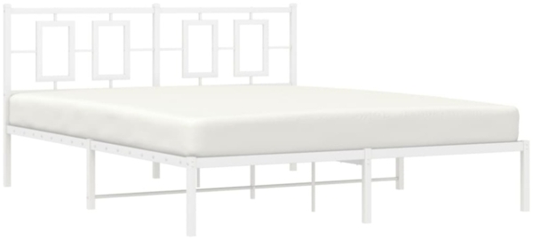 vidaXL Bettgestell mit Kopfteil Metall Weiß 160x200 cm 374293 Bild 9
