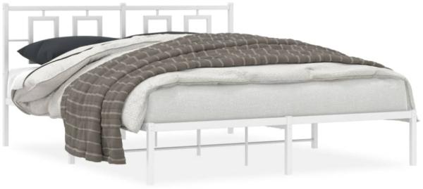 vidaXL Bettgestell mit Kopfteil Metall Weiß 160x200 cm 374293 Bild 1