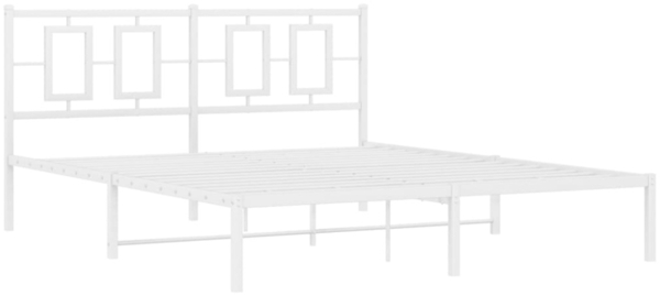 vidaXL Bettgestell mit Kopfteil Metall Weiß 160x200 cm 374293 Bild 5