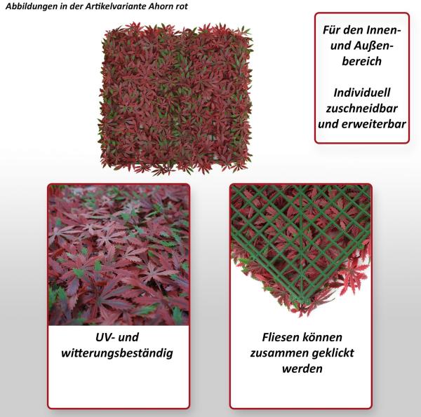 Wandfliese HWC-L78, Sichtschutz Windschutz Verkleidung für Terrasse/Balkon, 4x je 50x50cm = 1m² ~ Buchs grün Bild 2