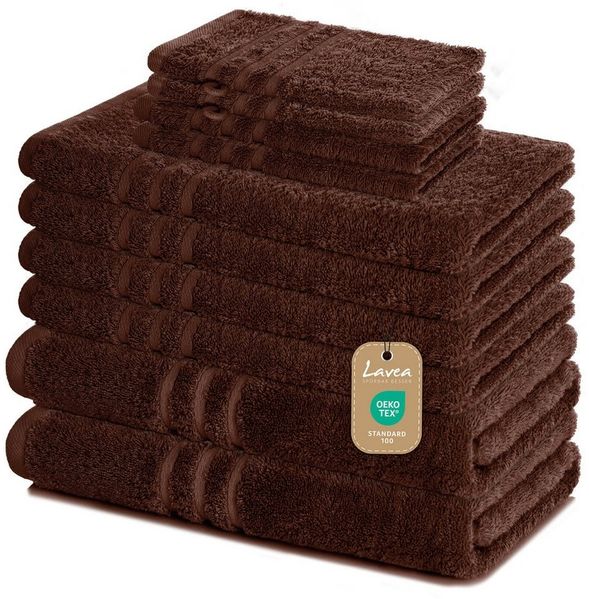 Lavea Handtuch Set Elena, Duschtücher, Handtücher, Gästetücher, Waschhandschuhe, 100% Baumwolle (Set, 10-St), Frottierserie, weich & saugstark, pflegeleicht, 500 g/m² Frottier