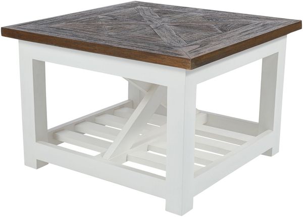 CLP Couchtisch Bastrop 60 x 60 cm quadratisch rustikal Sofatisch in Landhausstil,braun
