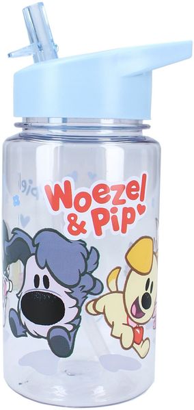Woezel & Pip Trinkflasche – Ideal für unterwegs, 450ml mit Strohhalm und Griff