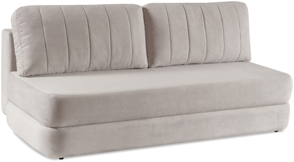 MEBLINI Sofa mit Schlaffunktion – ORBIS – 211x103x93cm – Beige Plüsch – Schlafcouch Ausziehbar - Schlafsofa mit Bettkasten - Sofabett - Couch mit Schlaffunktion – Klappsofa