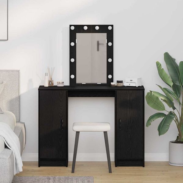 Schminktisch, Kosmetiktisch mit Tür Schwarz 102 x 33 x 135 cm Holzwerkstoff
