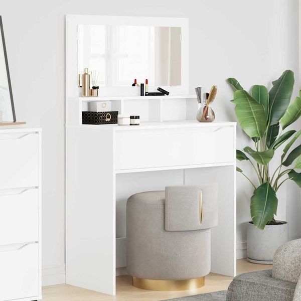 Schlafzimmer-Frisiertische, Schminktisch mit Speicher Weiß 80 x 39,6 x 135 cm