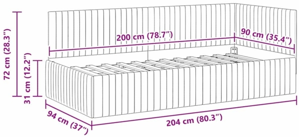vidaXL Eckbettgestell mit Kopfteil Rosa 90 cm x 200 cm Stoff 42016269 Bild 10